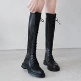 ブラック | ロングブーツ レースアップ レディース | SUNSHINE CLOSET