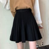 ブラック | プリーツスカート 編み レディース 韓国 | SUNSHINE CLOSET