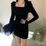 ブラック | ワンピース レディース パフスリーブ長袖 | SUNSHINE CLOSET