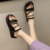ブラック | 厚底サンダル レディース 編み 全2色 | SUNSHINE CLOSET
