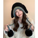 うさぎ耳ニット帽 配色 レディース 小顔 | SUNSHINE CLOSET | 詳細画像2 