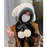 うさぎ耳ニット帽 配色 レディース 小顔 | SUNSHINE CLOSET | 詳細画像5 