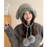 うさぎ耳ニット帽 配色 レディース 小顔 | SUNSHINE CLOSET | 詳細画像8 