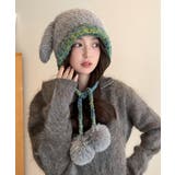 うさぎ耳ニット帽 配色 レディース 小顔 | SUNSHINE CLOSET | 詳細画像9 