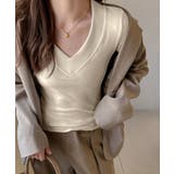 Vネック 長袖Tシャツ 韓国風カットソー | SUNSHINE CLOSET | 詳細画像1 