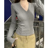 Vネック 長袖Tシャツ 韓国風カットソー | SUNSHINE CLOSET | 詳細画像10 