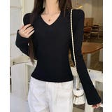 Vネック 長袖Tシャツ 韓国風カットソー | SUNSHINE CLOSET | 詳細画像13 