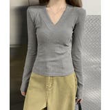Vネック 長袖Tシャツ 韓国風カットソー | SUNSHINE CLOSET | 詳細画像9 