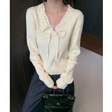 ニットトップスレディース リボン フリル | SUNSHINE CLOSET | 詳細画像1 