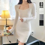 ニットワンピース リブ タイト 長袖韓国 | SUNSHINE CLOSET | 詳細画像1