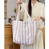 トートバッグ 綿麻 ストライプ柄 韓国風 | SUNSHINE CLOSET | 詳細画像2 