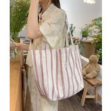 トートバッグ 綿麻 ストライプ柄 韓国風 | SUNSHINE CLOSET | 詳細画像3 