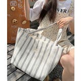 トートバッグ 綿麻 ストライプ柄 韓国風 | SUNSHINE CLOSET | 詳細画像9 