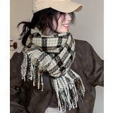 チェック柄マフラー 大判 ストール 秋冬 | SUNSHINE CLOSET | 詳細画像1 