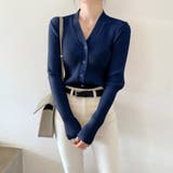 ネイビーブルー | リブニットカーディガン レディース 春 | SUNSHINE CLOSET