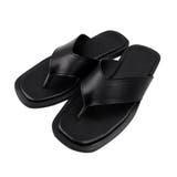 ブラック | スタイリッシュでラクに履ける！スクエアトゥトングサンダル | aquagarage