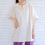 アイボリー | ストレッチ性がありリラックスして着用できる!梨地ギャザーシャツ | aquagarage