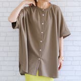 モカ | ストレッチ性がありリラックスして着用できる!梨地ギャザーシャツ | aquagarage