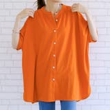 オレンジ | ストレッチ性がありリラックスして着用できる!梨地ギャザーシャツ | aquagarage