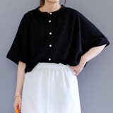 ブラック | ストレッチ性がありリラックスして着用できる!梨地ギャザーシャツ | aquagarage