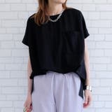 ブラック | ゆったりシルエットで体型カバー力抜群! 接触冷感ポケット付きBIGTシャツ | aquagarage