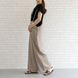 ベージュ | 華奢見えする紐使いが程よい甘さで女性らしい印象♪リネンライクキャミサロペット | aquagarage