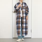 ブルー系 | 一枚でもレイヤードにも使いやすいチェックシャツワンピース | aquagarage