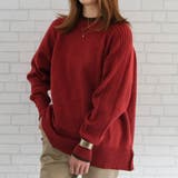 レッド | 配色ハイネックニットトップス レディース 秋 冬 | aquagarage