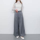 グレー | リネンライクサスペンダー付きパンツ レディース 春 夏 秋 M | aquagarage