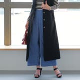 ブルー | シルエットで女っぽさを格上げするデニムウエストボタンワイドパンツ | aquagarage