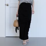 クロ | 女性らしいシルエットが魅力!カットジョーゼットシャーリングナロースカート | aquagarage