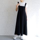 ブラック | 着るだけで即こなれ感!カットツイルジャンパースカート | aquagarage