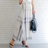 アイボリー | 大人可愛いチェック柄のチュールギャザースカート | aquagarage