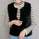 ブラック | ふんわりと暖かい、なめらかな手触りのフェイクファーベスト | aquagarage