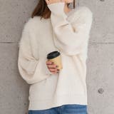 オフホワイト | 片畦部分シャギーニットトップス 秋 冬 レディース | aquagarage