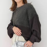 チャコール | 片畦部分シャギーニットトップス 秋 冬 レディース | aquagarage