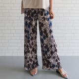 フラワー:ネイビー | 繊細で華やかな印象のアコーディオンプリーツパンツ | aquagarage