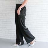 ブラック | インサイドスリットワイドパンツ レディース 春 夏 秋 M L | aquagarage