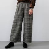 ベージュ | チェック柄ワイドパンツ 春 夏 秋 冬 M L | aquagarage