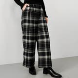 ブラック | チェック柄ワイドパンツ 春 夏 秋 冬 M L | aquagarage