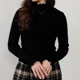 ブラック | ネック袖口フリルニットトップス 春 秋 冬 M L レディース | aquagarage