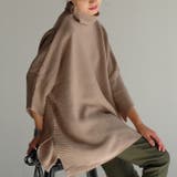 グレージュ | 着映えする大人の洗練ニット!タートルネックニットポンチョ | aquagarage