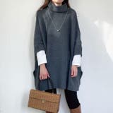 チャコール | 着映えする大人の洗練ニット!タートルネックニットポンチョ | aquagarage