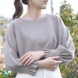 グレージュ | 女性らしいニュアンスたっぷり!袖口プリーツニットトップス | aquagarage