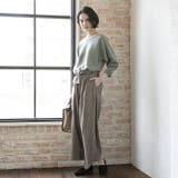 ペールグリーン | 女性らしいニュアンスたっぷり!袖口プリーツニットトップス | aquagarage