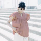 ペールピンク | ラッフルスリーブコットンブラウス | aquagarage