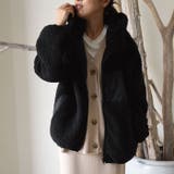 ブラック | 秋冬のコーディネート力がUP!!もこもこボアのフード付きブルゾン | aquagarage