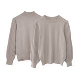 グレージュ | シンプルながら表情豊かに着映える!ハイネックプリーツ袖ニットトップス | aquagarage