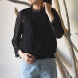 ブラック | 透け感が大人女性の魅力を引き出す!繊細な花レーストップス×インナーキャミセット | aquagarage