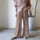 ピンクベージュ | リラクシーな中にも洗練さを演出してくれる!セルフカットベロアリブパンツ | aquagarage